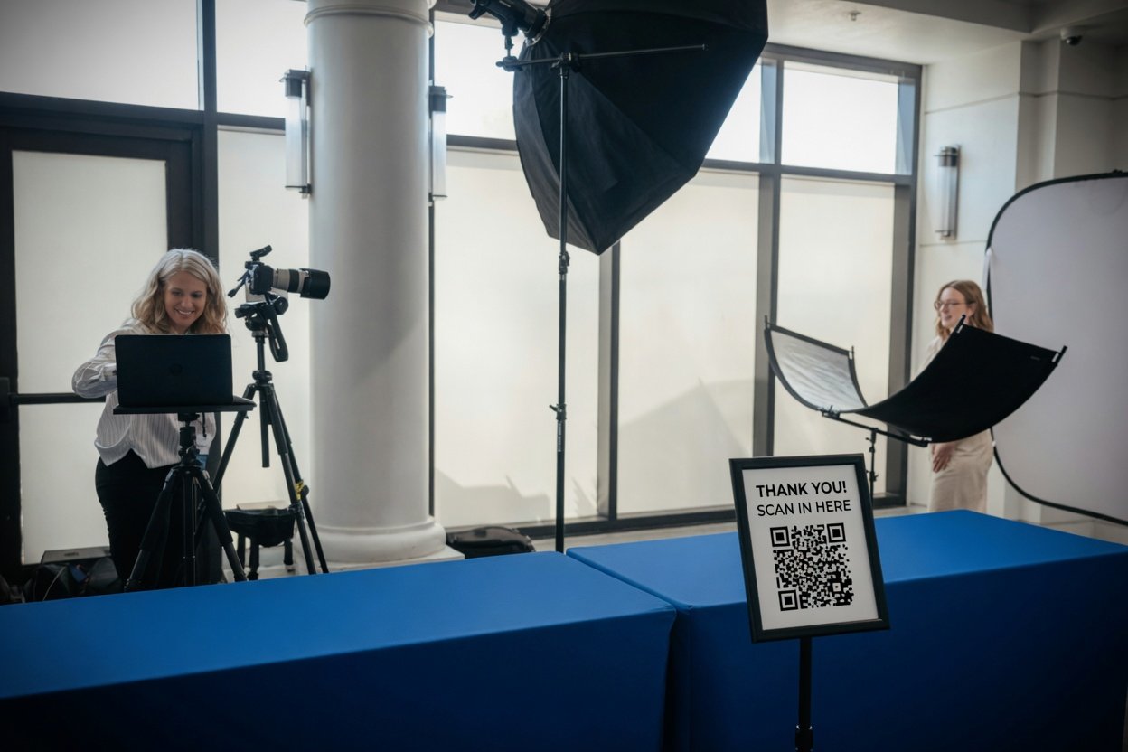 On-site check-in station and tethered workflow at a San Diego event headshots session by Siobhan Gazur Photography