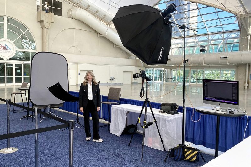 San Diego event headshots portable studio setup with professional lighting by Siobhan Gazur Photography