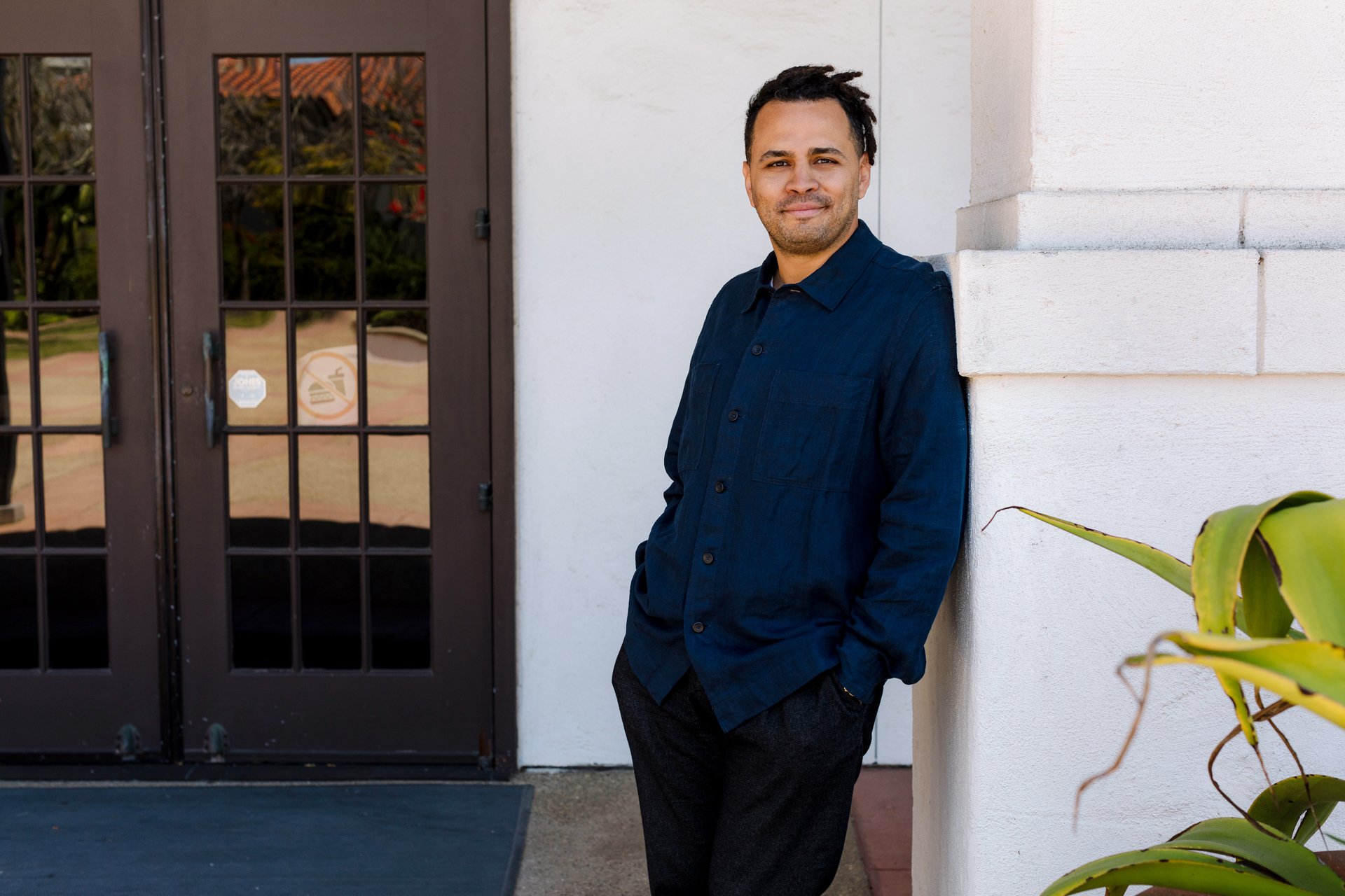 University professor in dark blue casual professional san diego higher education headshots by Siobhan Gazur Photography