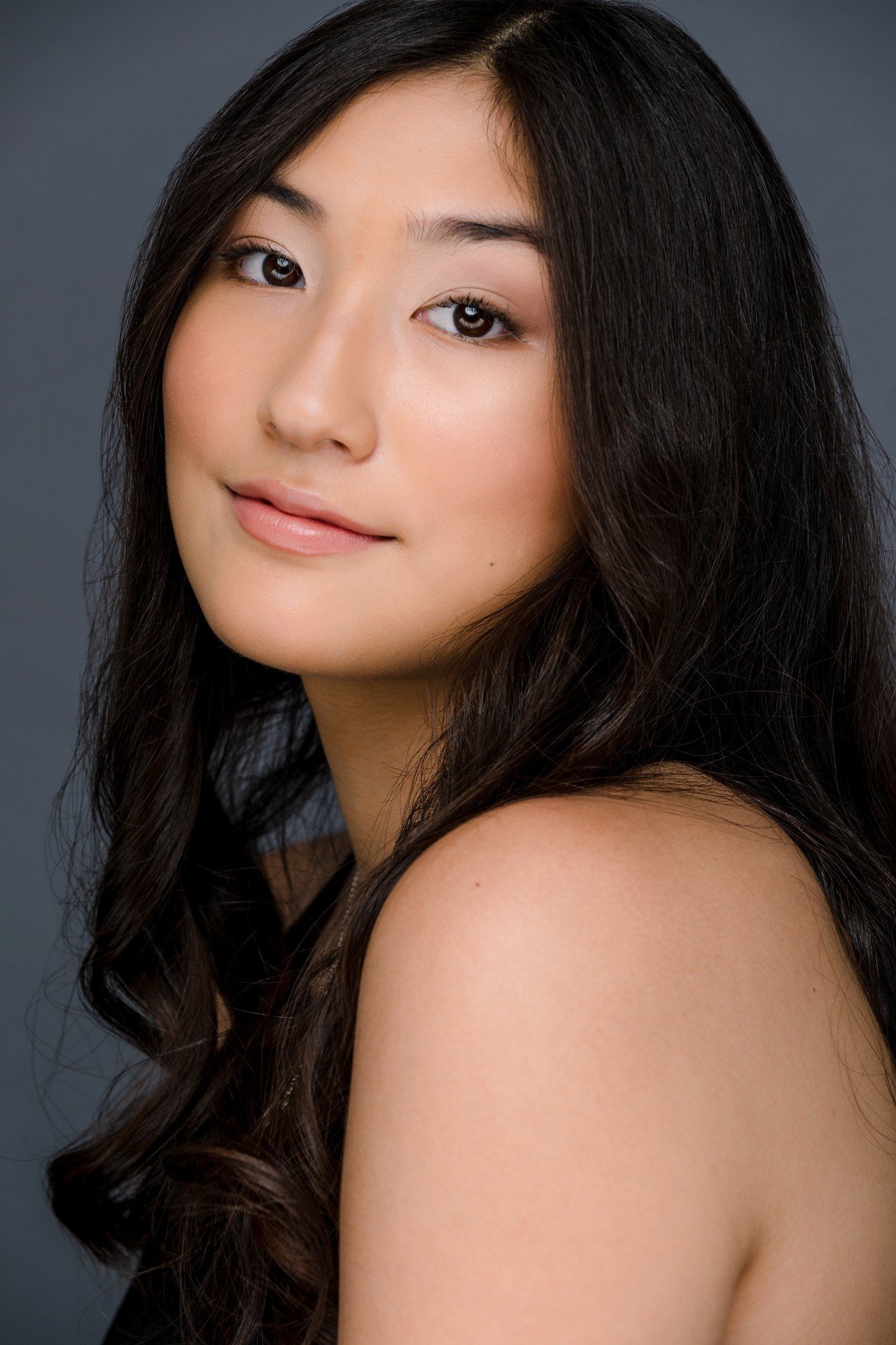Actress with long dark hair editorial studio portrait san diego casting headshots by Siobhan Gazur Photography