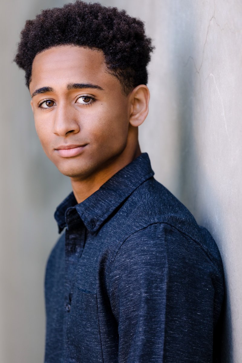 Young actor in denim shirt san diego acting headshots by Siobhan Gazur Photography